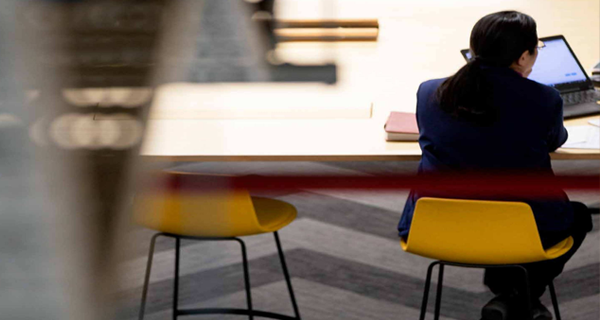 Student in study space