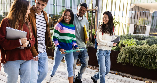 Students walking on campus