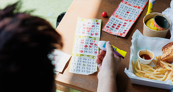 Student playing bingo