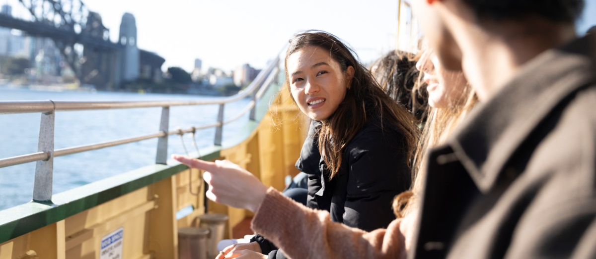 Students on the Manly ferry