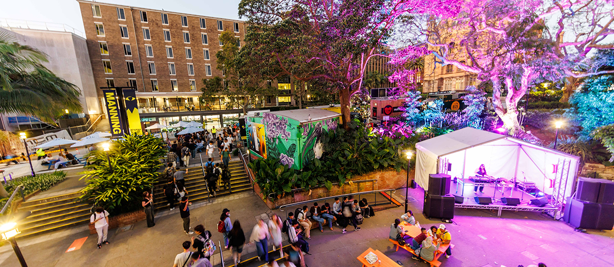 Aerial shot of night markets