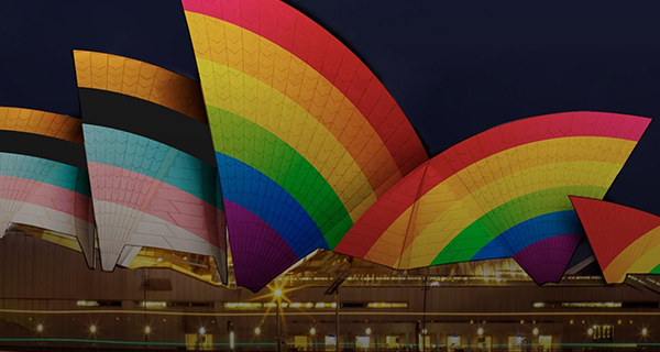 Opera House lit up with pride colours