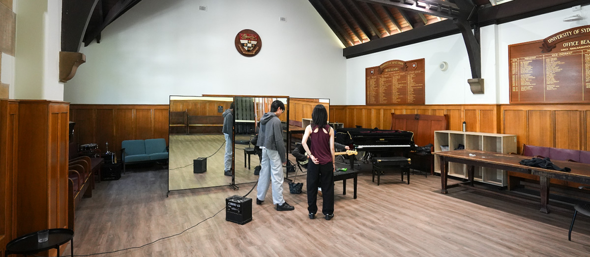 Students practicing in the refreshed space