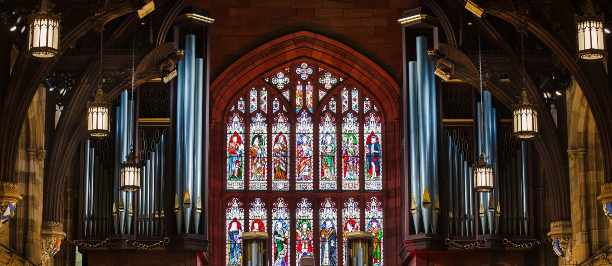 Stained glass windows in Great Hall