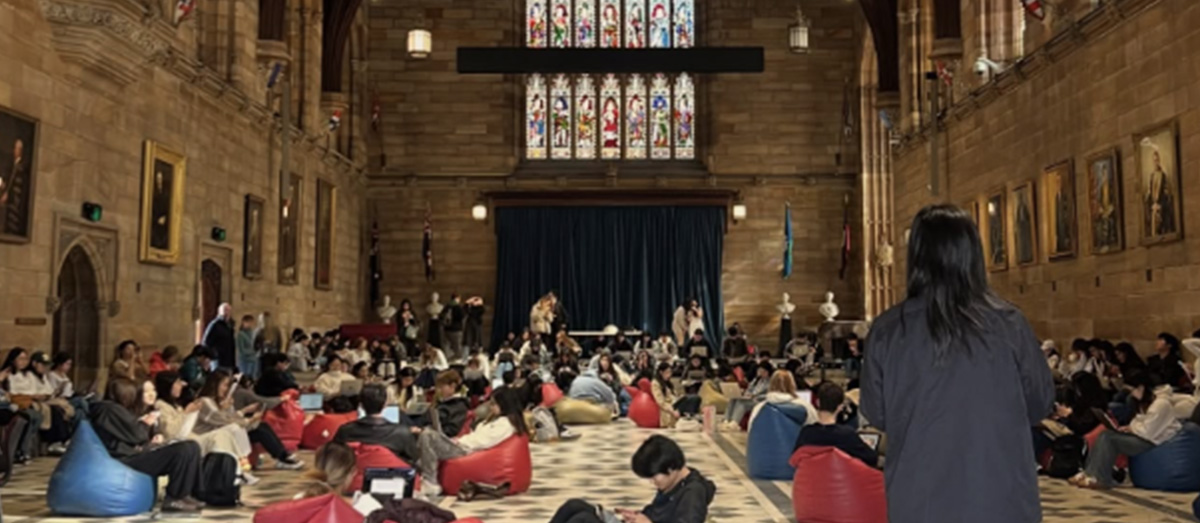Students studying in the Great Hall