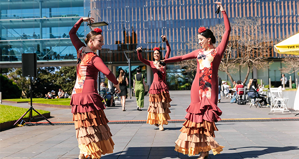 Three Flamenco dancers in costume