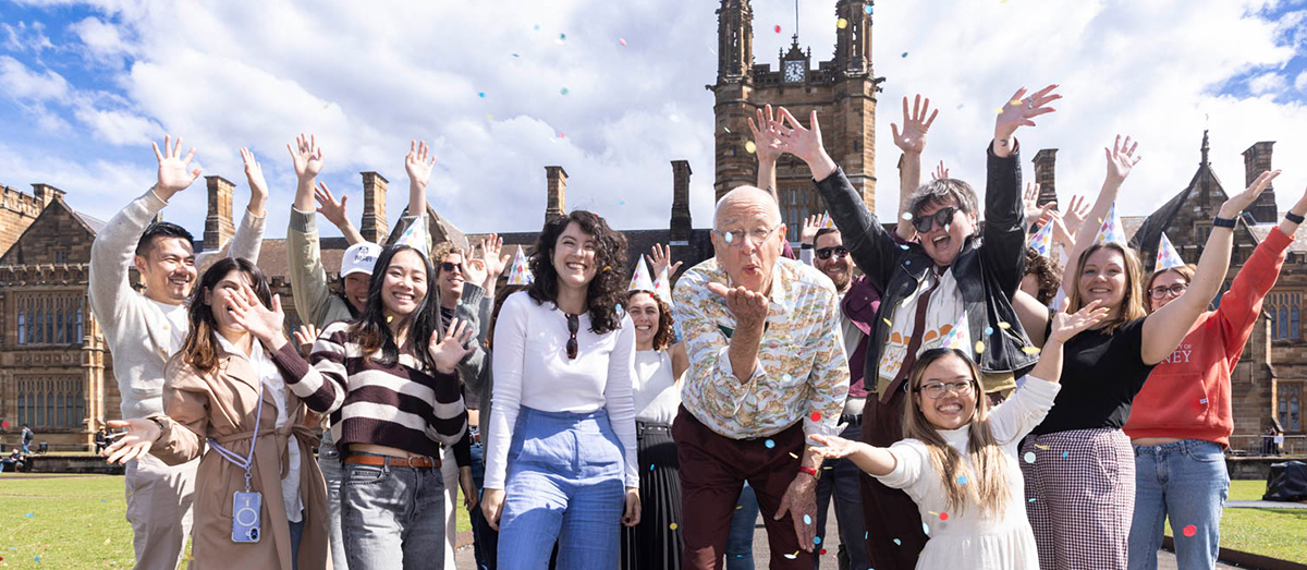 University of Sydney community with Dr Karl in front of The Quad