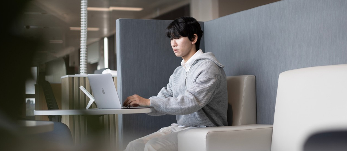 Student using a laptop