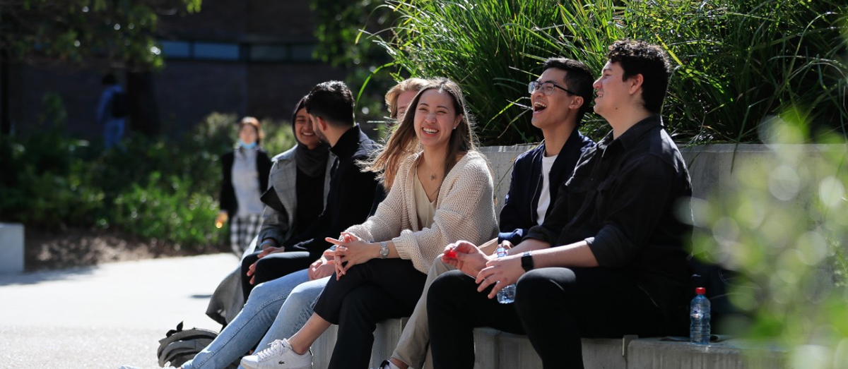 Students chatting at the Engineering Building