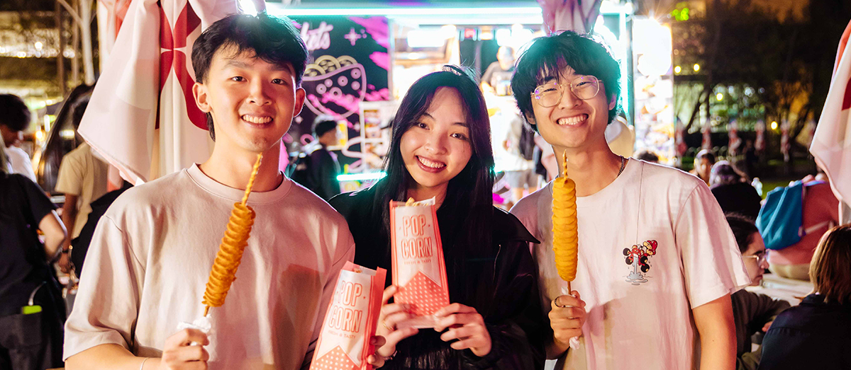 Students at the night market