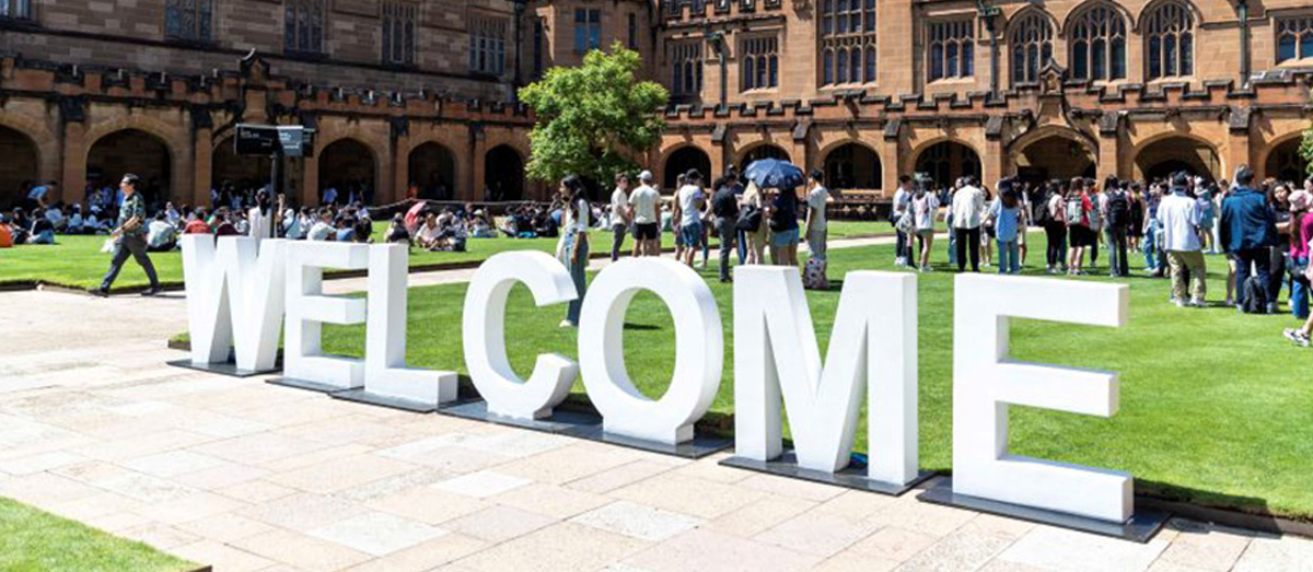 WELCOME letters in The Quad