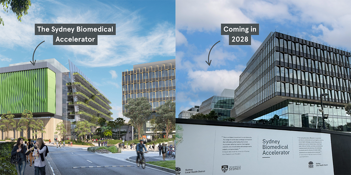 A render of the Sydney Biomedical Accelerator coming in 2028.