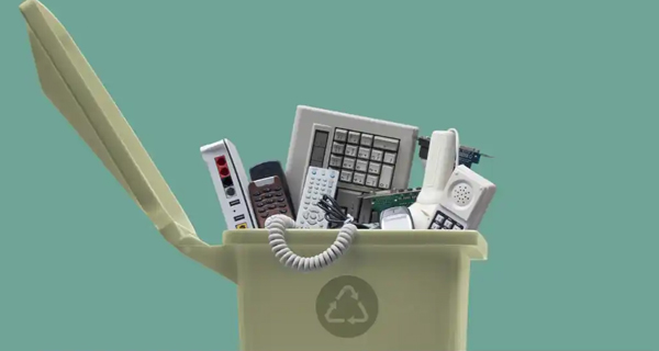 Bin with e-waste