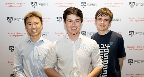 Three students at the Student Innovation and Employability Awards