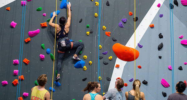 Students rock climbing