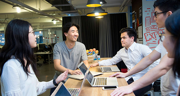 Students talking in a group