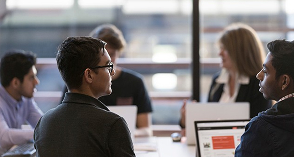 Students chatting in the classroom