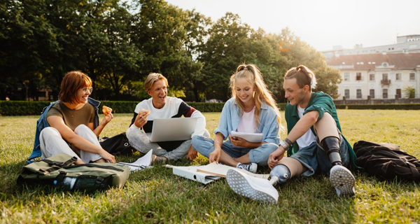 Students on the lawns