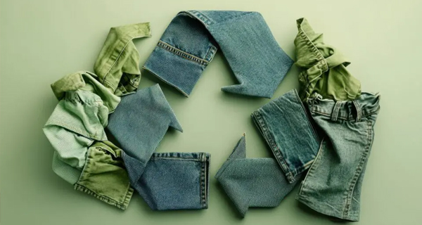 Clothes arranged in the shape of the recycling icon