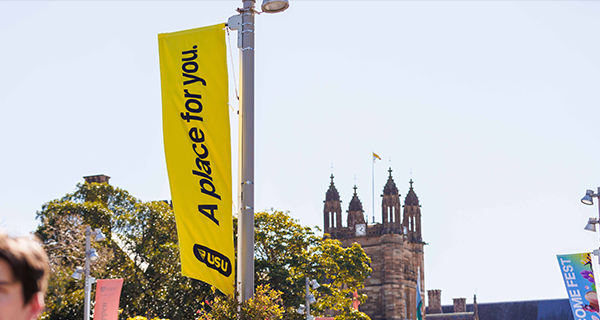 USU flag on Eastern Ave