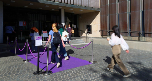Wear it Purple carpet at Fisher Library