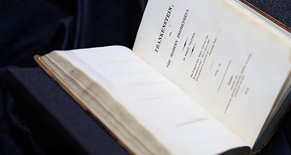 A copy of the first edition of Mary Shelley's Frankenstein