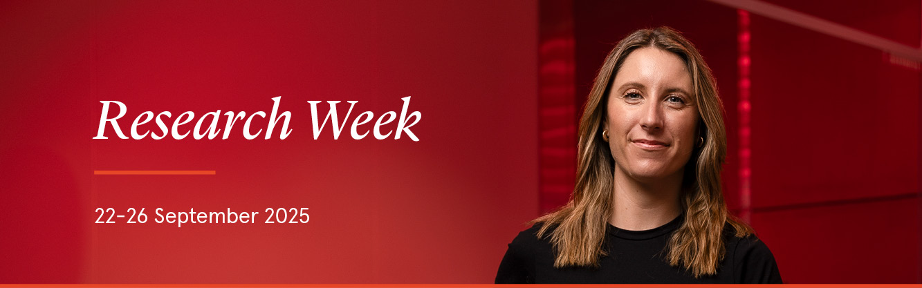 Banner with text: Research Week 22-26 September 2025.