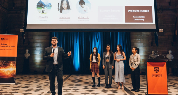 Students on stage at the awards