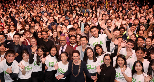 Clover Moore with students