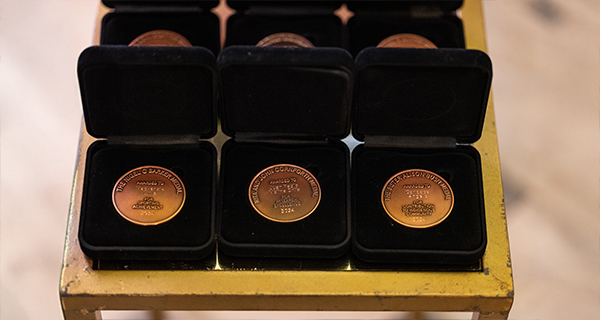 Graduate medals on a table