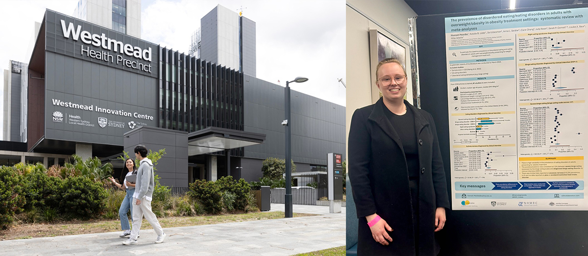 A collage of the Westmead Health Precinct and PhD student Hannah Melville