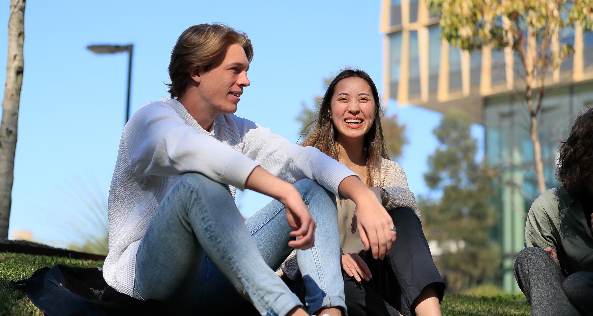 Students talking outside