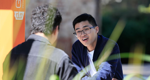 Students chatting on campus
